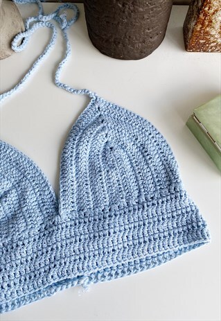 70S STYLE PARIS CHIC FESTIVAL CROCHET BRALET HALTER CROP TOP