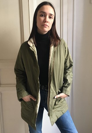 VINTAGE 90S BURBERRY GREEN LAMB JACKET