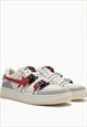CHUNKY SOLE SNEAKERS PLATFORM TRAINERS BUCKLE SHOES IN RED