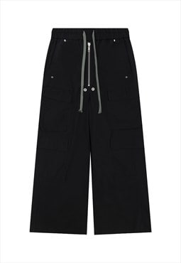Baggy cargo trousers big pocket wide pants skater joggers
