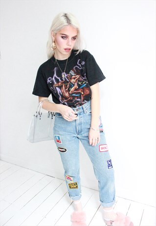 VINTAGE 90S / Y2K BLACK BIKER T-SHIRT