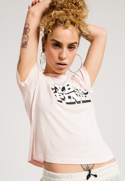 Crop T-shirt in Pink with Cyberpink Print