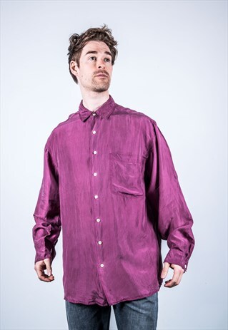 VINTAGE 1980S PURPLE SILK SHIRT