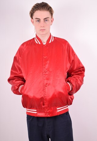 MENS VINTAGE BOMBER JACKET LARGE RED 90S