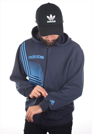VINTAGE ADIDAS GRAPHIC PRINT FULL ZIP HOODIE SWEATSHIRT