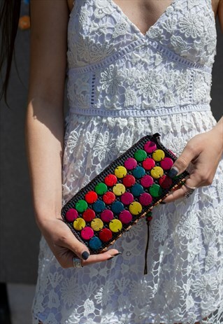 JUHLA LONG WALLET WITH DOUBLE SIDED WOODEN RAINBOW BEAD