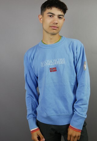 BABY BLUE NAPAPIJRI SPELL OUT SWEATSHIRT