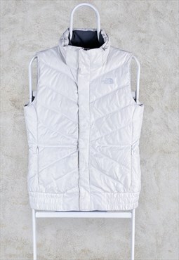 White The North Face Puffer Gilet Jacket 600 Goose Down 