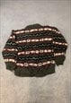 VINTAGE KNITTED JUMPER ABSTRACT PATTERNED CHUNKY SWEATER