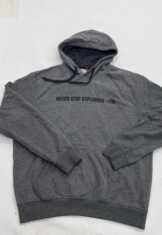 VINTAGE 90S THE NORTH FACE NEVER STOP EXPLORING GREY HOODIE