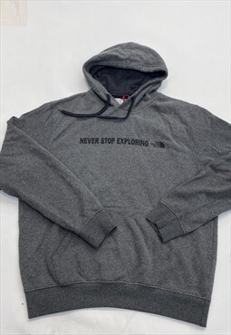 Vintage 90s The North Face Never Stop Exploring Grey Hoodie