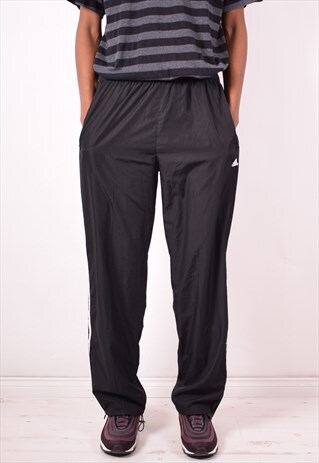 ADIDAS MENS VINTAGE TRACKSUIT TROUSERS LARGE BLACK 90S