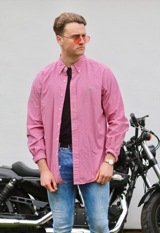RALPH LAUREN USA CERISE RED GINGHAM PLAID CHECK SHIRT