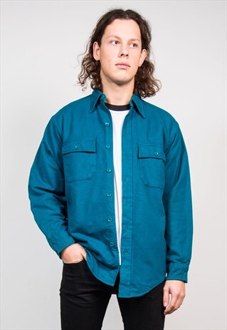 90'S TURQUOISE THICK FLANNEL SHIRT