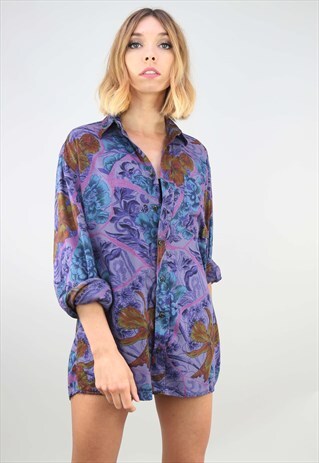 VINTAGE OVERSIZED LONG SLEEVE PATTERNED SHIRT