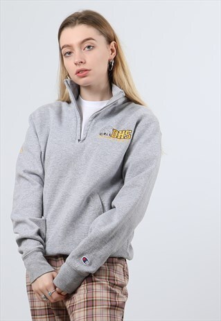 CHAMPION GREY SMALL 1/4 ZIP SWEATSHIRT