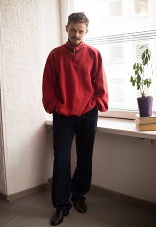 VINTAGE 90'S RED HALF ZIP JUMPER