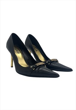 Morgan De Toi Vintage Black Heels with Gold Hardware