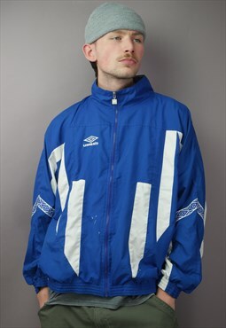 Vintage 90's Umbro Shell Suit Jacket in Blue with Logo