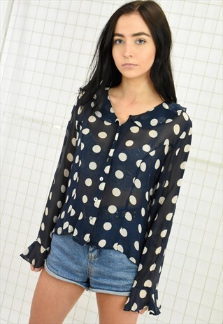 VINTAGE SILK POLKA DOT BLOUSE