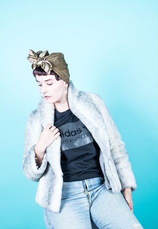 VINTAGE FAUX FUR COAT IN GREY