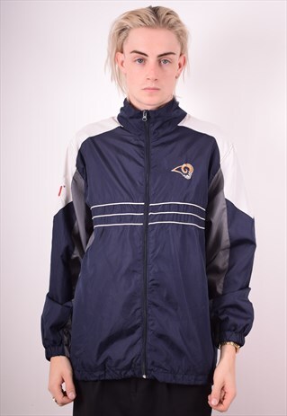 NFL MENS VINTAGE TRACKSUIT TOP JACKET XL NAVY BLUE 90S