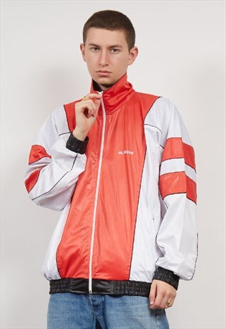 VINTAGE 80'S KAPPA RED/WHITE SHELL JACKET