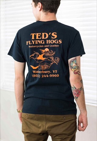 VINTAGE TED'S FLYIING HOGS BIKER T-SHIRT LOGO 90S M 6.9