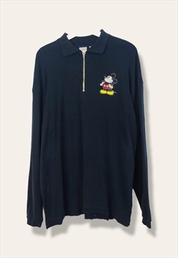 Vintage Disney Sweatshirt Mickey 1/4zip in Black L