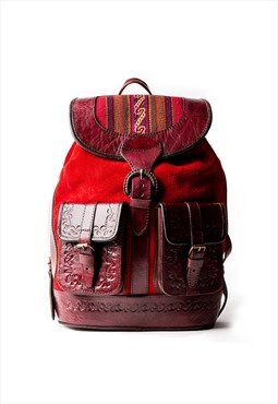 MOCHATA RED - Special Suede and Leather Backpack