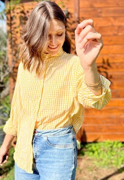 Y2K vintage yellow and white gingham shirt