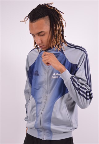 ADIDAS MENS VINTAGE TRACKSUIT TOP JACKET LARGE GREY 90S
