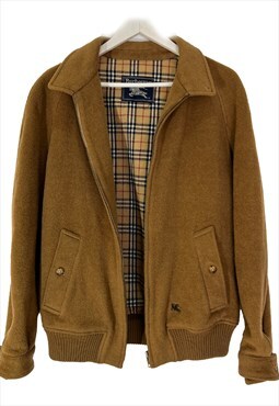 Vintage Burberry Tobacco Brown Wool Harrington Jacket, L