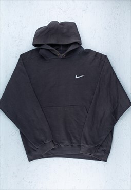 00s Nike Black Embroidered Minimal Logo Hoodie - B2520