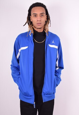 MENS VINTAGE TRACKSUIT TOP JACKET LARGE BLUE 90'S