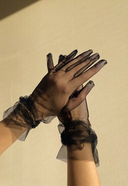 Black Sheer Gloves with Chain 