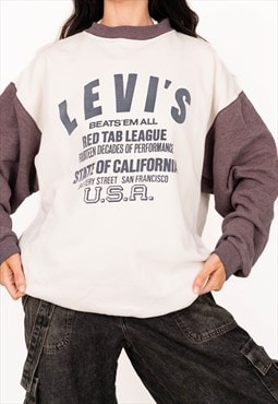 Unisex Vintage Levi's U.S.A White & Mauve Sweatshirt