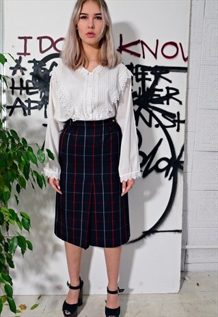 80S VINTAGE BURBERRY CHECKED SKIRT