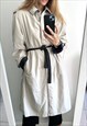 80S UNISEX CREAM COTTON TRENCH COAT 