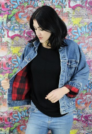VINTAGE 80S MID BLUE LEVI'S BLANKET LINED DENIM JACKET