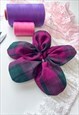 PURPLE TARTAN OVERSIZE FLOWER SCRUNCHIE