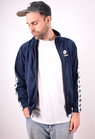 LOTTO MENS VINTAGE TRACKSUIT TOP JACKET LARGE BLUE 90S