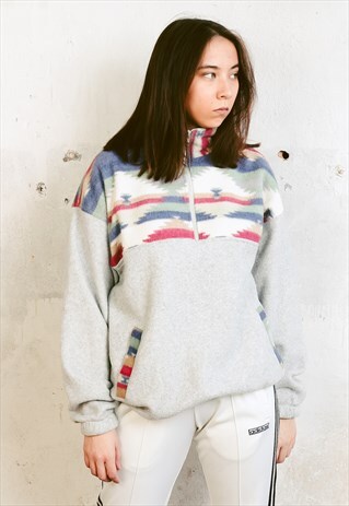 VINTAGE 80S SOUTHWESTERN PRINT FLEECE SWEATER