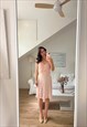 Vintage beautiful sheer midi dress with slit in pink