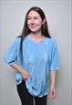 80'S VINTAGE RIBBED BLOUSE, MINIMALIST PULLOVER FLOWERS TOP 