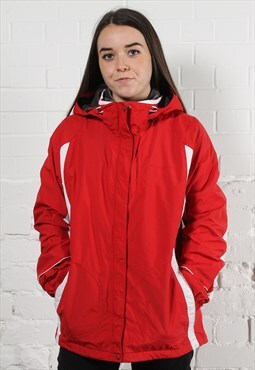 Vintage Columbia Rain Coat in Red with Spell Out Logo Large
