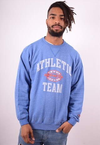 MENS VINTAGE SWEATSHIRT JUMPER LARGE BLUE 90S