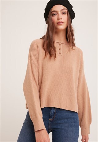 SUBDUED BROWN BUTTONS JUMPER
