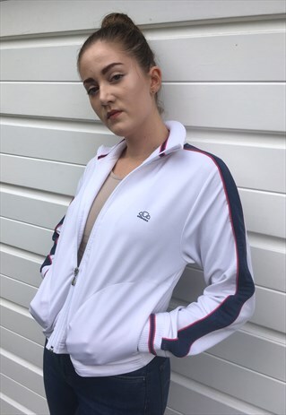 WOMENS VINTAGE 90S WHITE SPORTS ELLESSE JACKET ZIPPER
