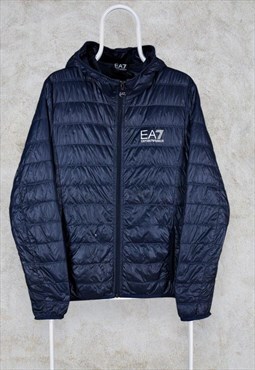 Emporio Armani Puffer Jacket Blue Lightweight Packable EA7 S
